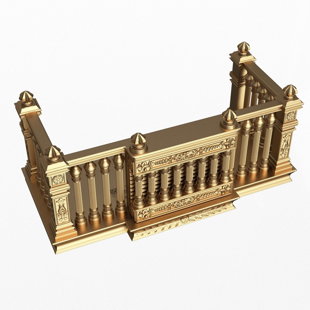 Classic Balcony 3D Model – Low Poly Architectural Decoration, OBJ, FBX - View 37