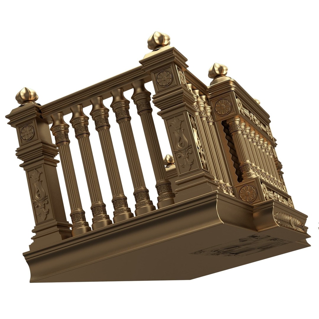 Classic Balcony 3D Model – Low Poly Architectural Decoration, OBJ, FBX - View 38