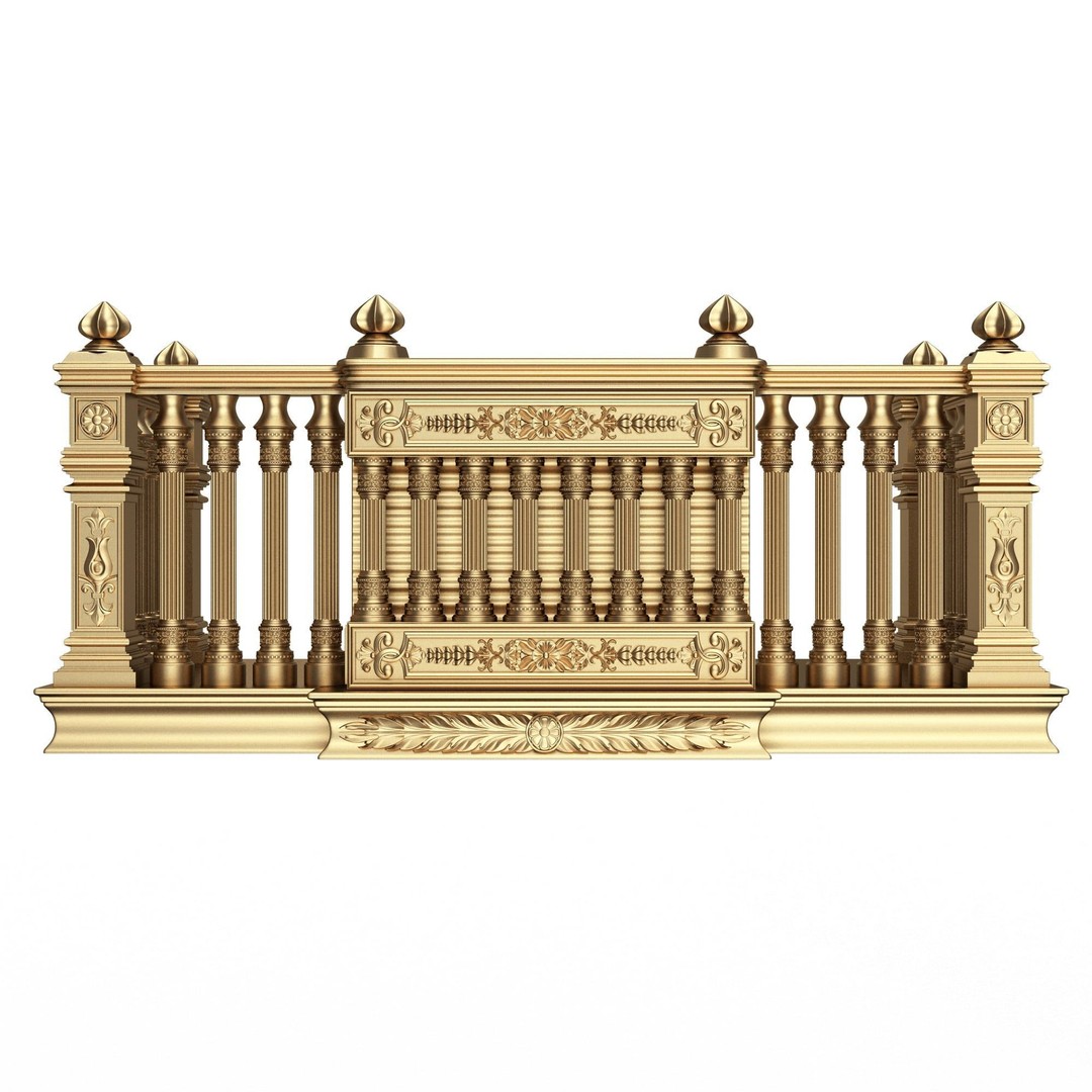 Classic Balcony 3D Model – Low Poly Architectural Decoration, OBJ, FBX - View 39