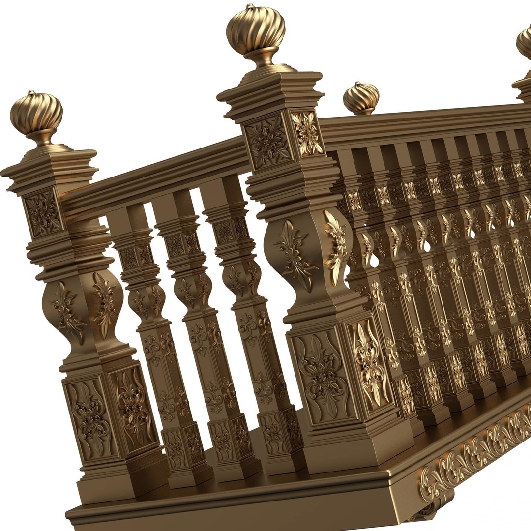 Classic Balcony 3D Model – Low Poly Architectural Decoration, OBJ, FBX - View 4