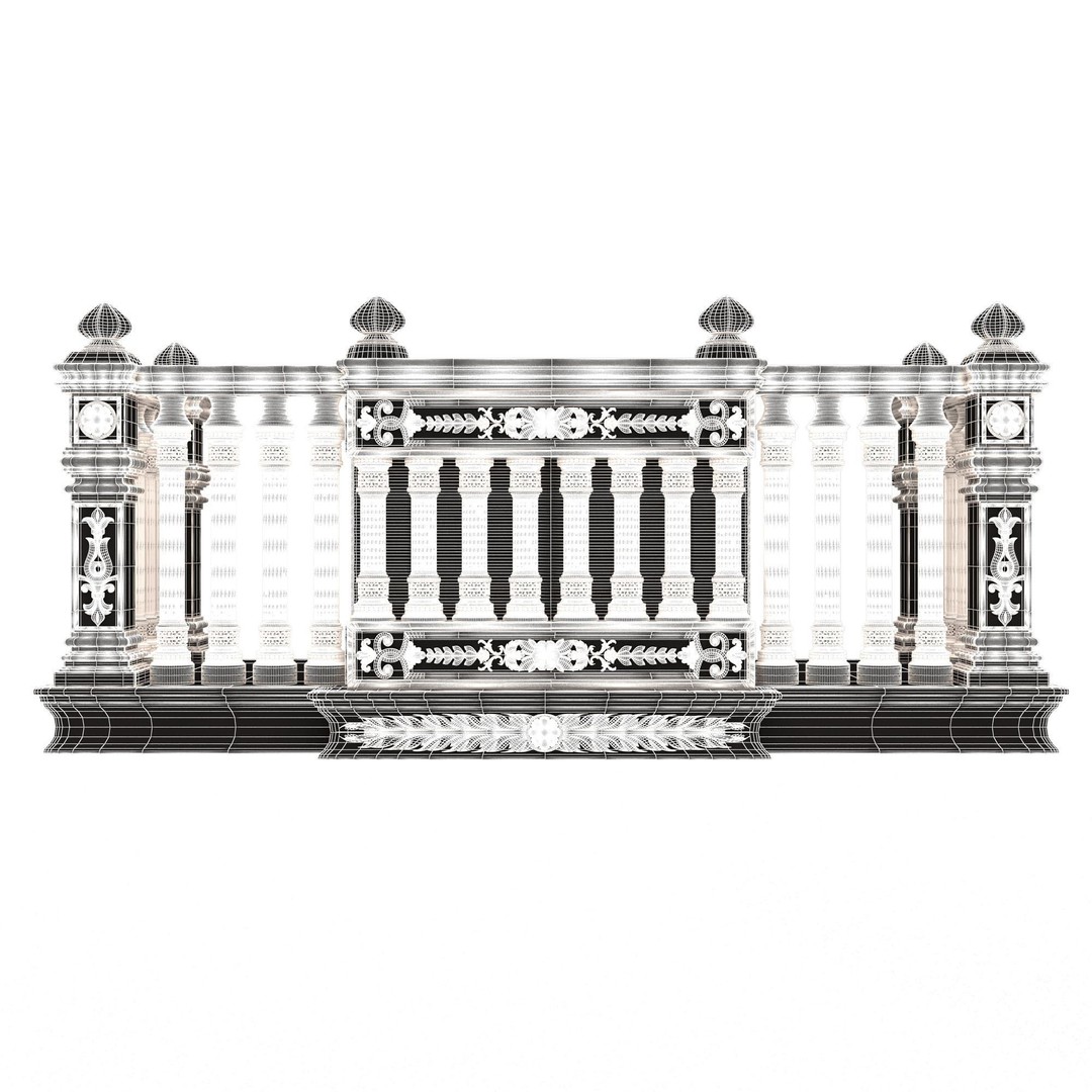 Classic Balcony 3D Model – Low Poly Architectural Decoration, OBJ, FBX - View 40