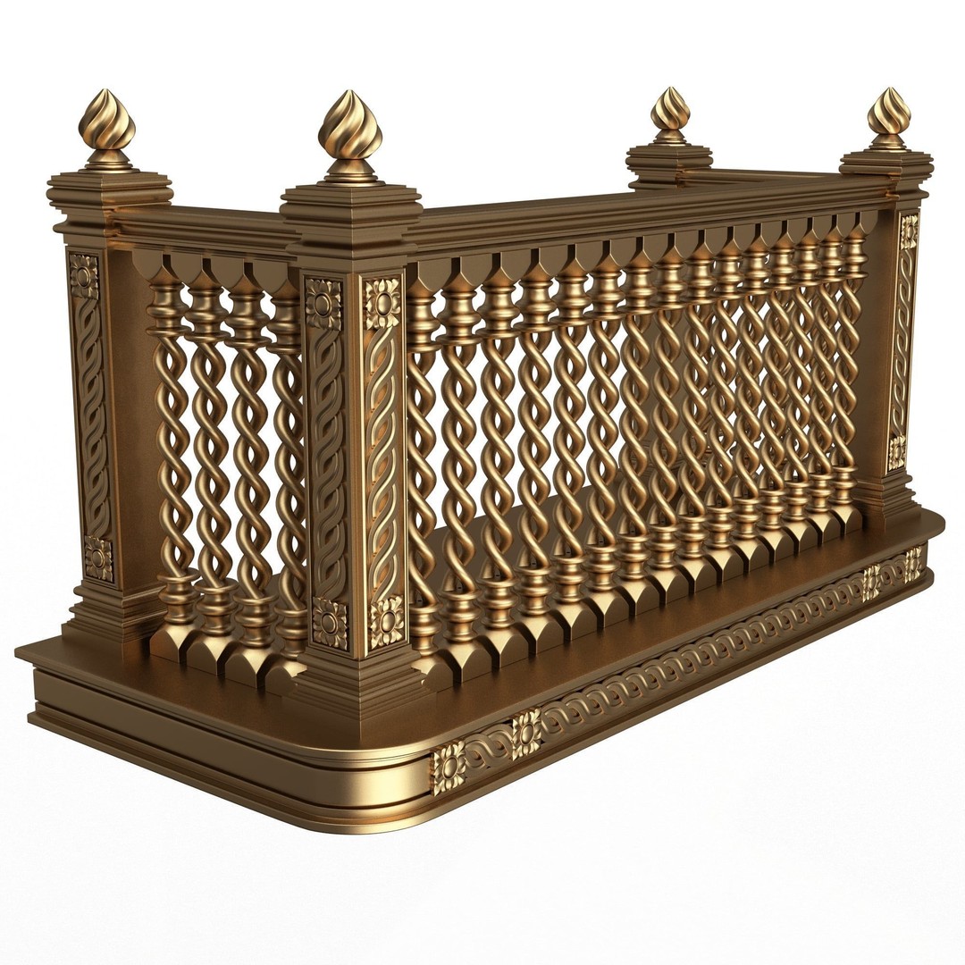 Classic Balcony 3D Model – Low Poly Architectural Decoration, OBJ, FBX - View 42