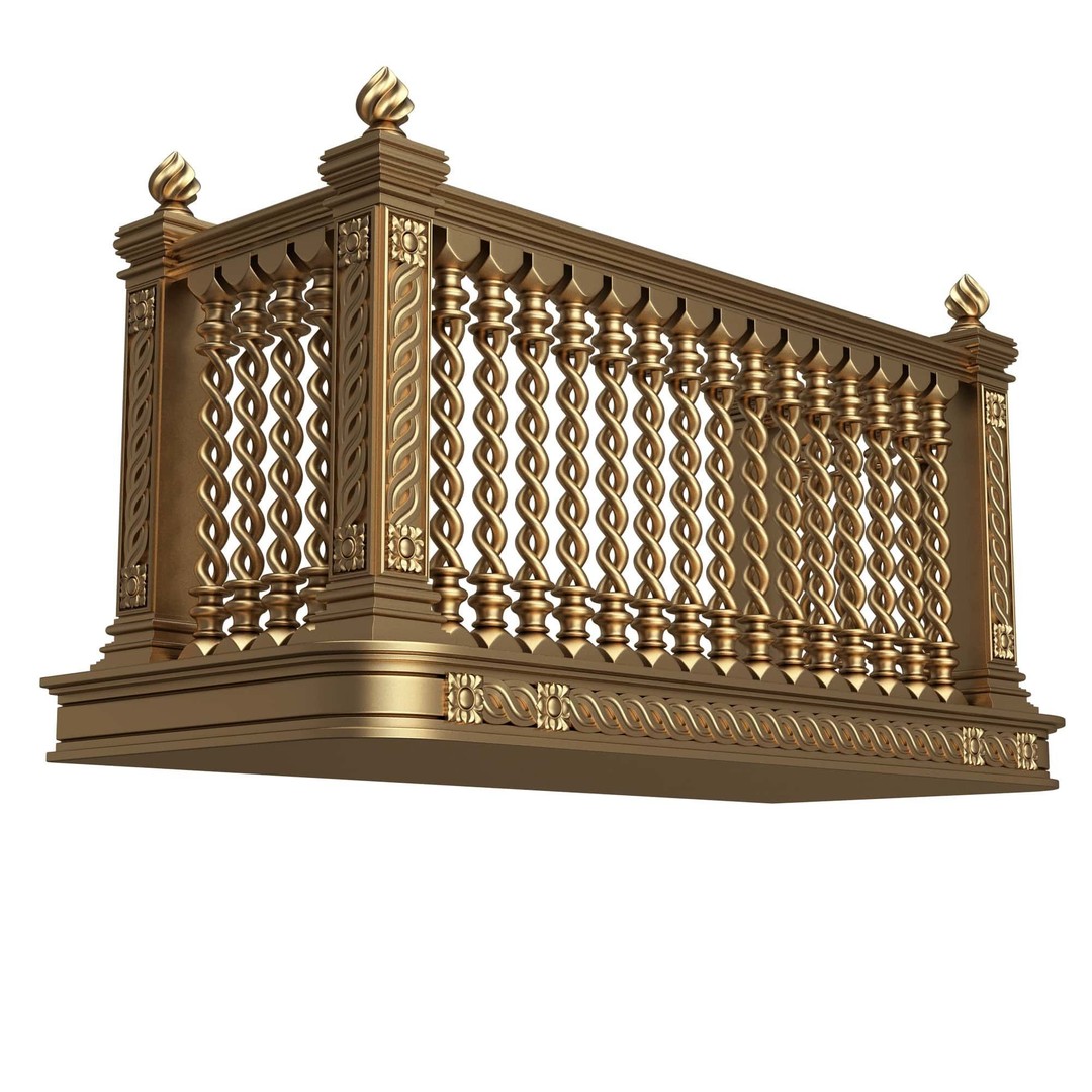 Classic Balcony 3D Model – Low Poly Architectural Decoration, OBJ, FBX - View 43