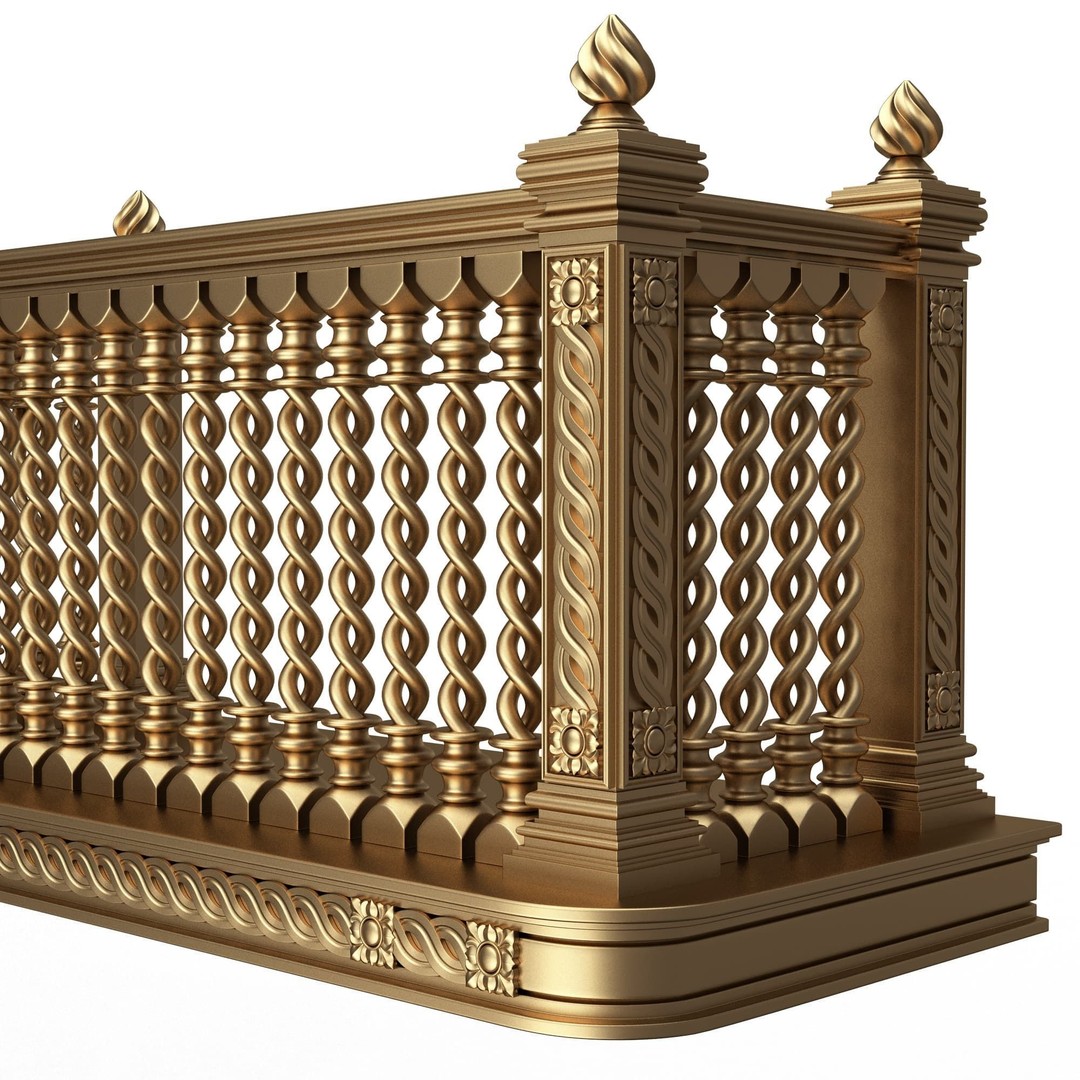 Classic Balcony 3D Model – Low Poly Architectural Decoration, OBJ, FBX - View 44