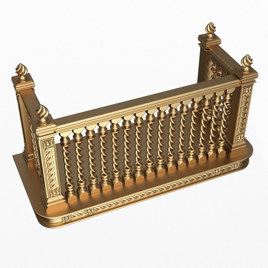 Classic Balcony 3D Model – Low Poly Architectural Decoration, OBJ, FBX - View 45