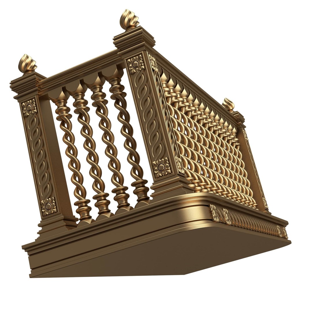 Classic Balcony 3D Model – Low Poly Architectural Decoration, OBJ, FBX - View 46