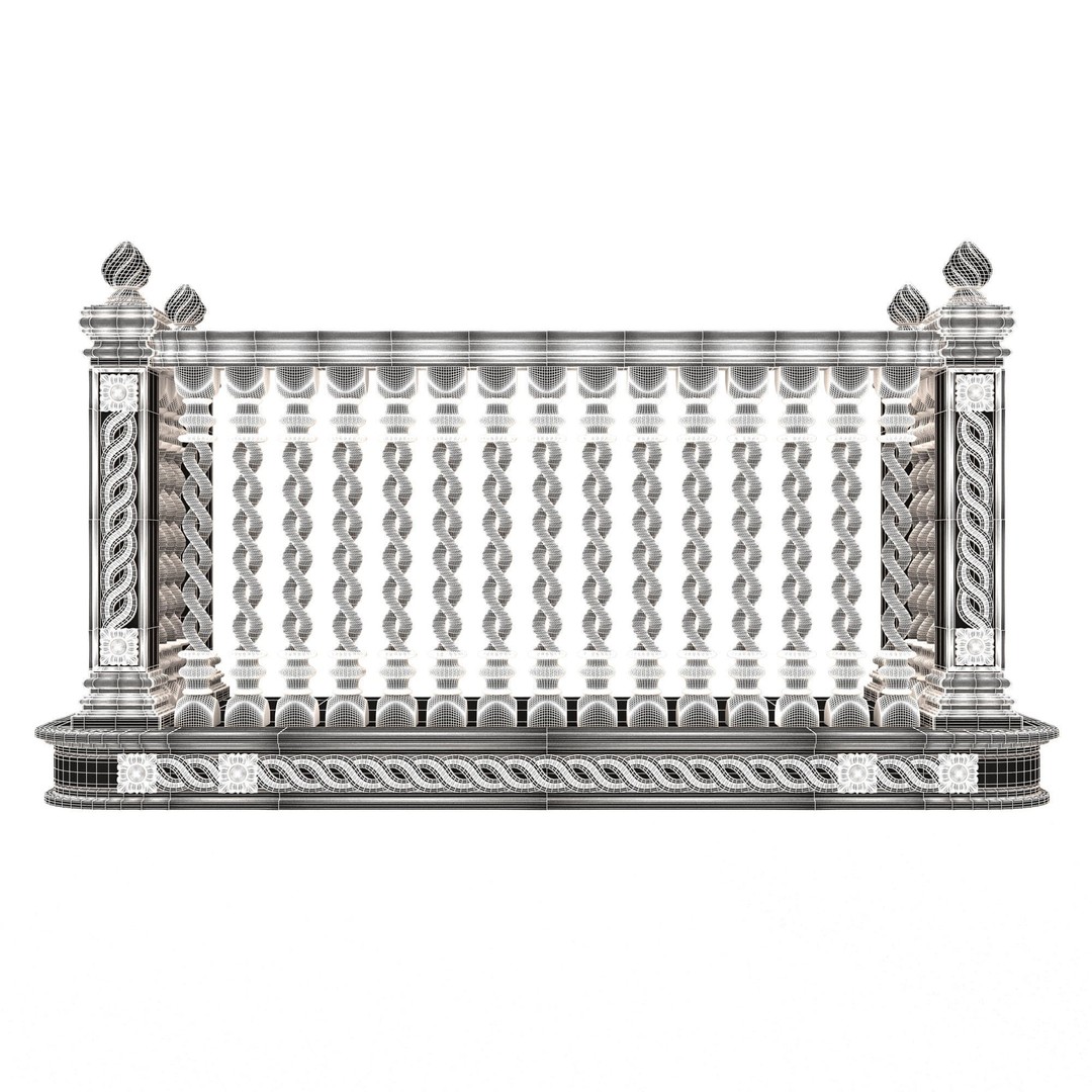 Classic Balcony 3D Model – Low Poly Architectural Decoration, OBJ, FBX - View 48