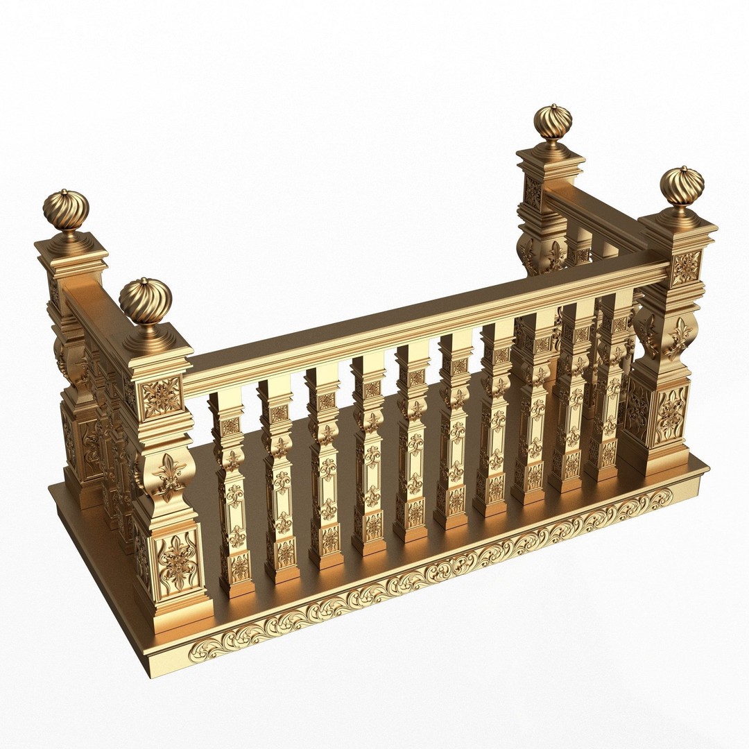 Classic Balcony 3D Model – Low Poly Architectural Decoration, OBJ, FBX - View 5