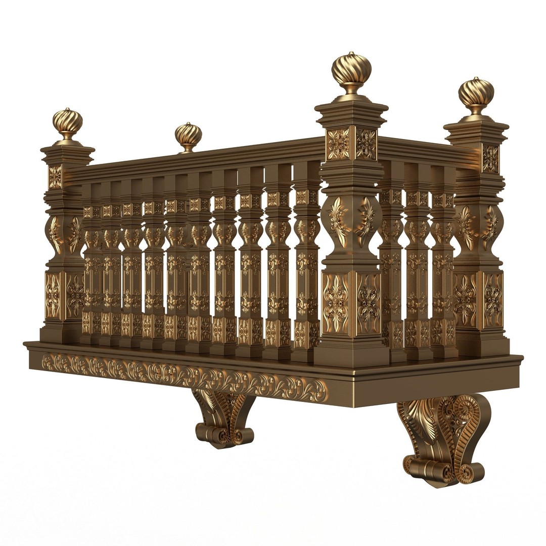 Classic Balcony 3D Model – Low Poly Architectural Decoration, OBJ, FBX - View 6