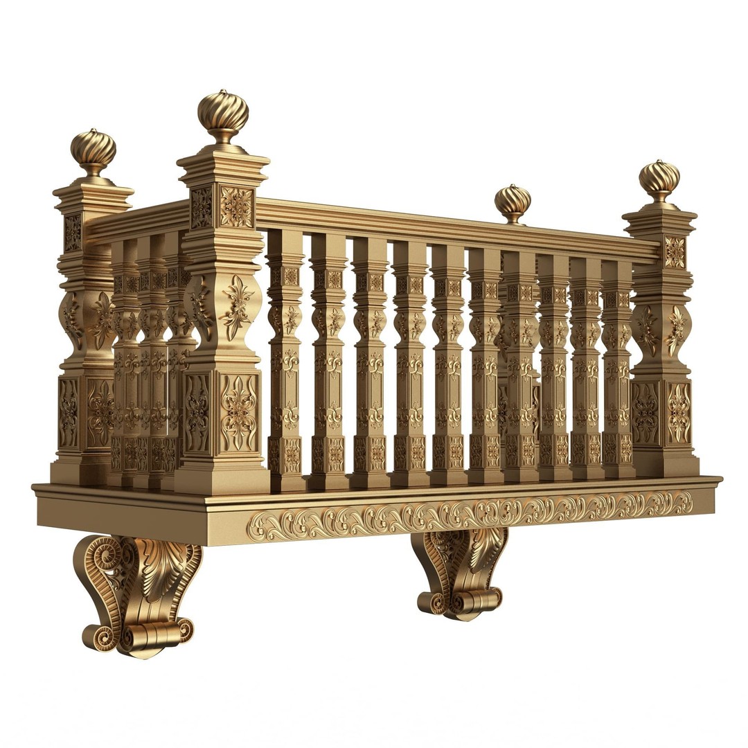 Classic Balcony 3D Model – Low Poly Architectural Decoration, OBJ, FBX - View 7