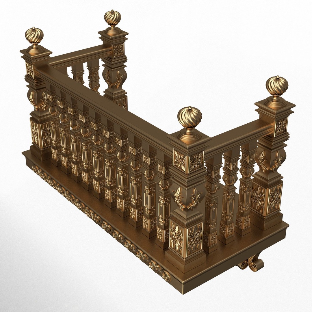 Classic Balcony 3D Model – Low Poly Architectural Decoration, OBJ, FBX - View 8