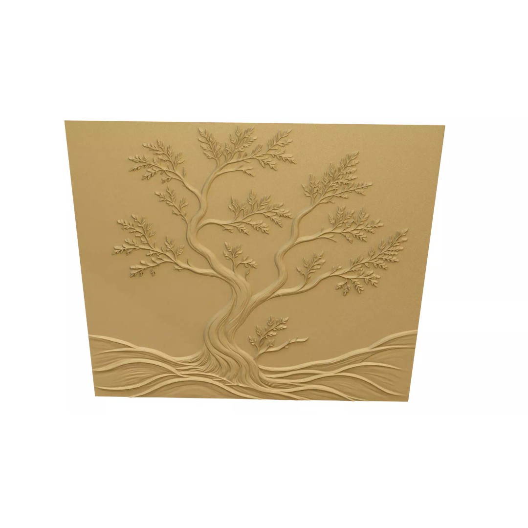Modern Tree Decor 3D Model – Bas Relief Mural for CNC & 3D Printing - View 14