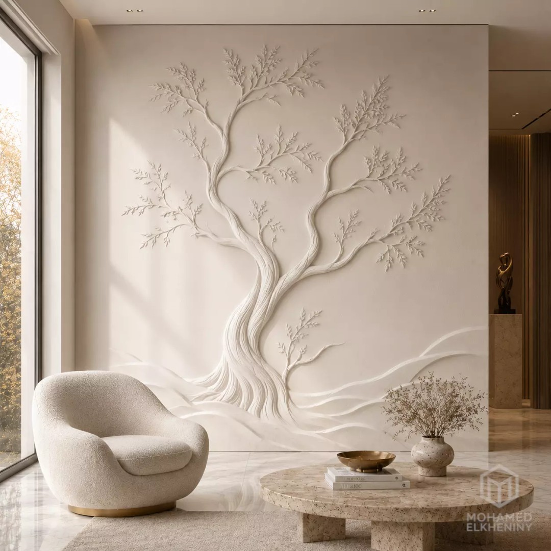 Modern Tree Decor 3D Model – Bas Relief Mural for CNC & 3D Printing - View 2