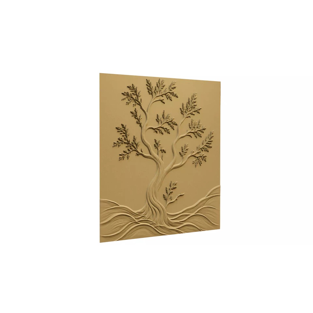 Modern Tree Decor 3D Model – Bas Relief Mural for CNC & 3D Printing - View 4