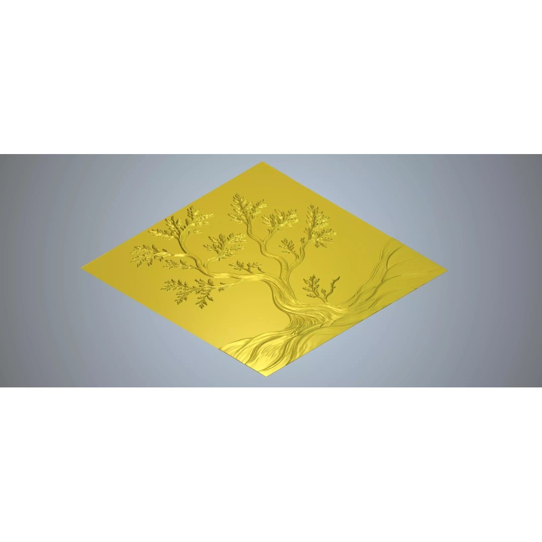 Modern Tree Decor 3D Model – Bas Relief Mural for CNC & 3D Printing - View 5