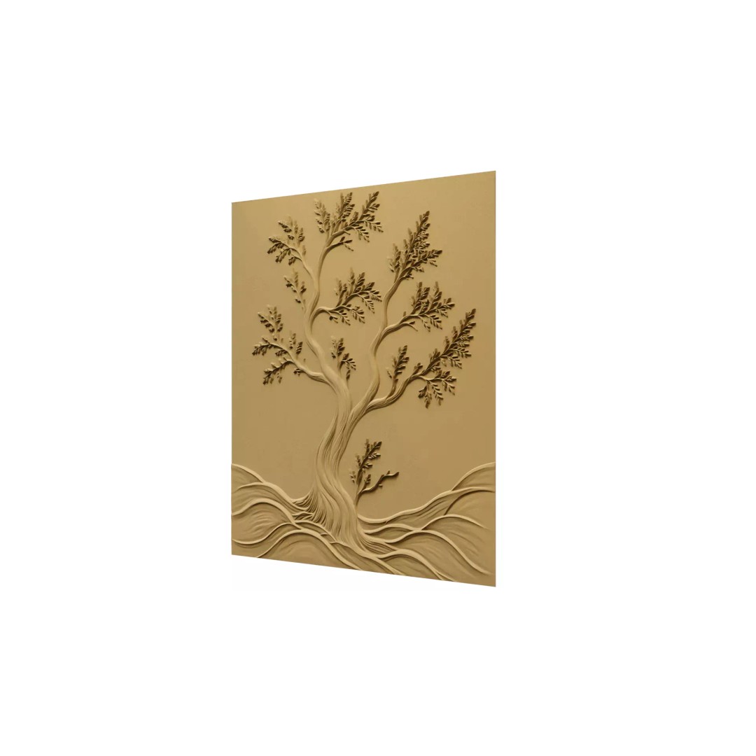 Modern Tree Decor 3D Model – Bas Relief Mural for CNC & 3D Printing - View 6