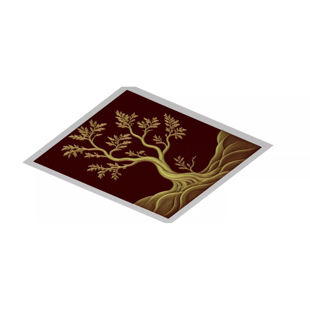 Modern Tree Decor 3D Model – Bas Relief Mural for CNC & 3D Printing - View 7