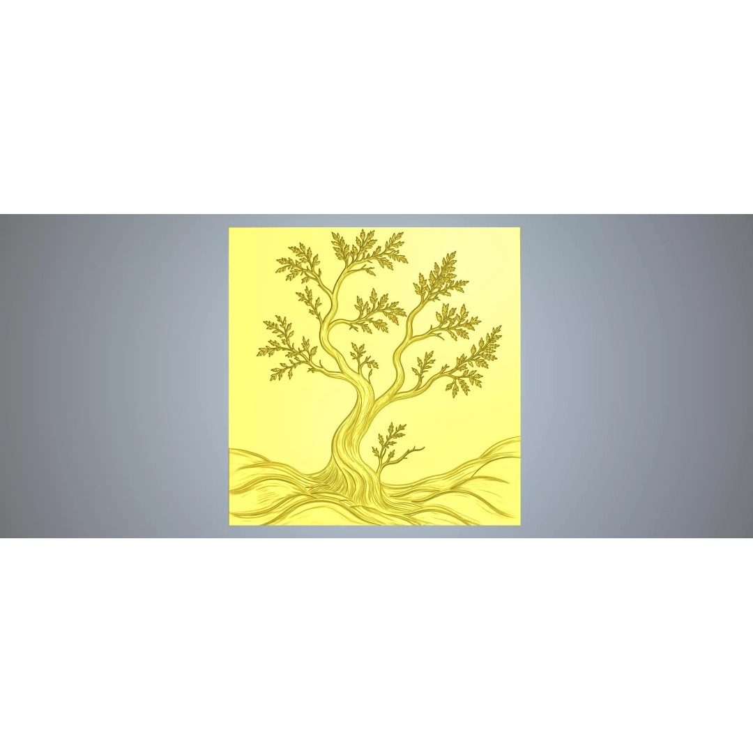 Modern Tree Decor 3D Model – Bas Relief Mural for CNC & 3D Printing - View 8