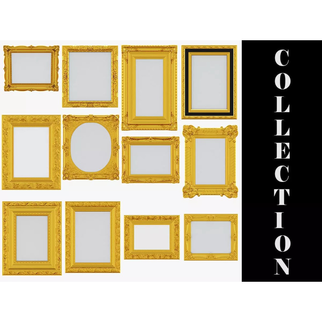 Classic Frames 3D Model – Baroque Decor Collection, PBR Textures - View 2