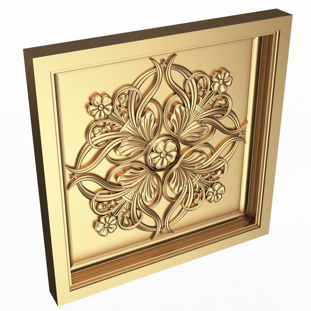 Ceiling Tiles 3D Model – Low Poly Architectural Decoration, OBJ, FBX - View 10