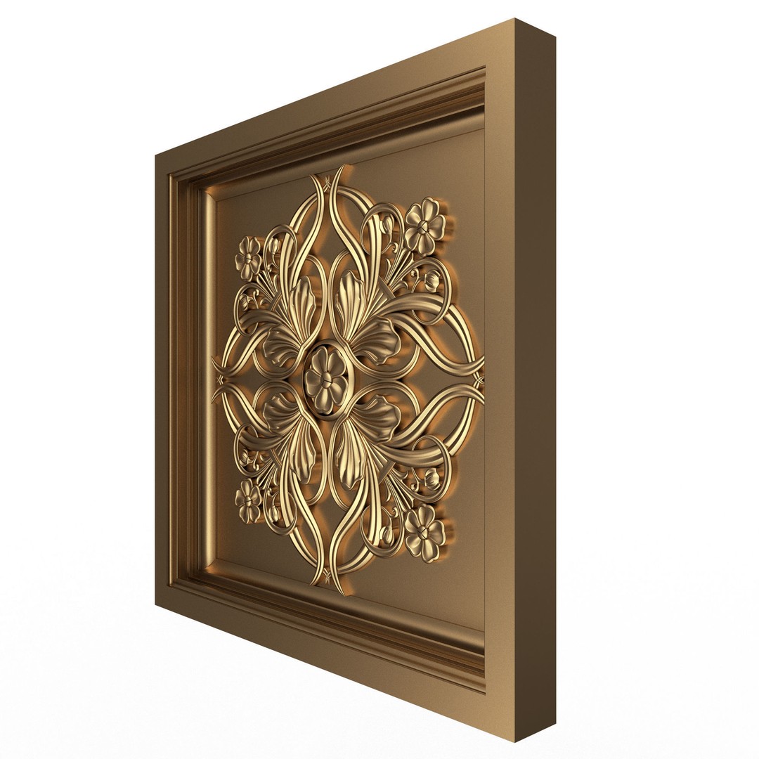 Ceiling Tiles 3D Model – Low Poly Architectural Decoration, OBJ, FBX - View 11