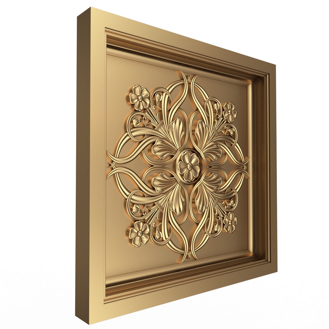 Ceiling Tiles 3D Model – Low Poly Architectural Decoration, OBJ, FBX - View 12
