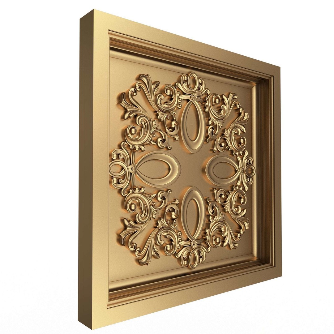Ceiling Tiles 3D Model – Low Poly Architectural Decoration, OBJ, FBX - View 18