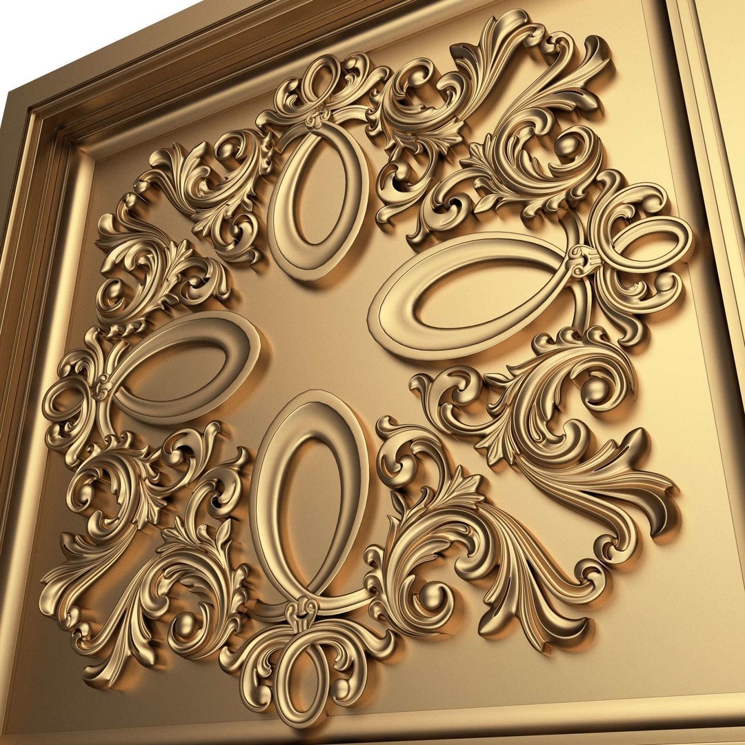 Ceiling Tiles 3D Model – Low Poly Architectural Decoration, OBJ, FBX - View 19