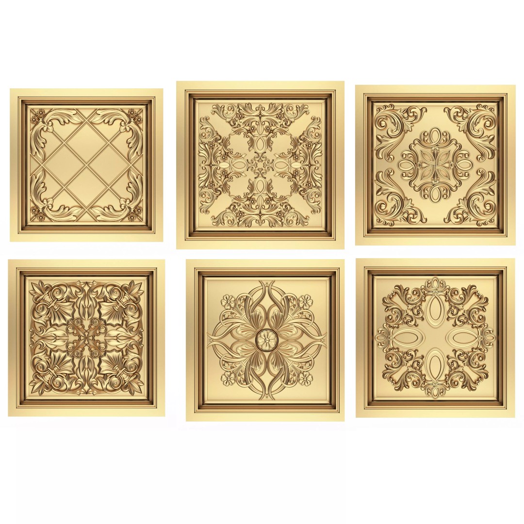 Ceiling Tiles 3D Model – Low Poly Architectural Decoration, OBJ, FBX - View 2