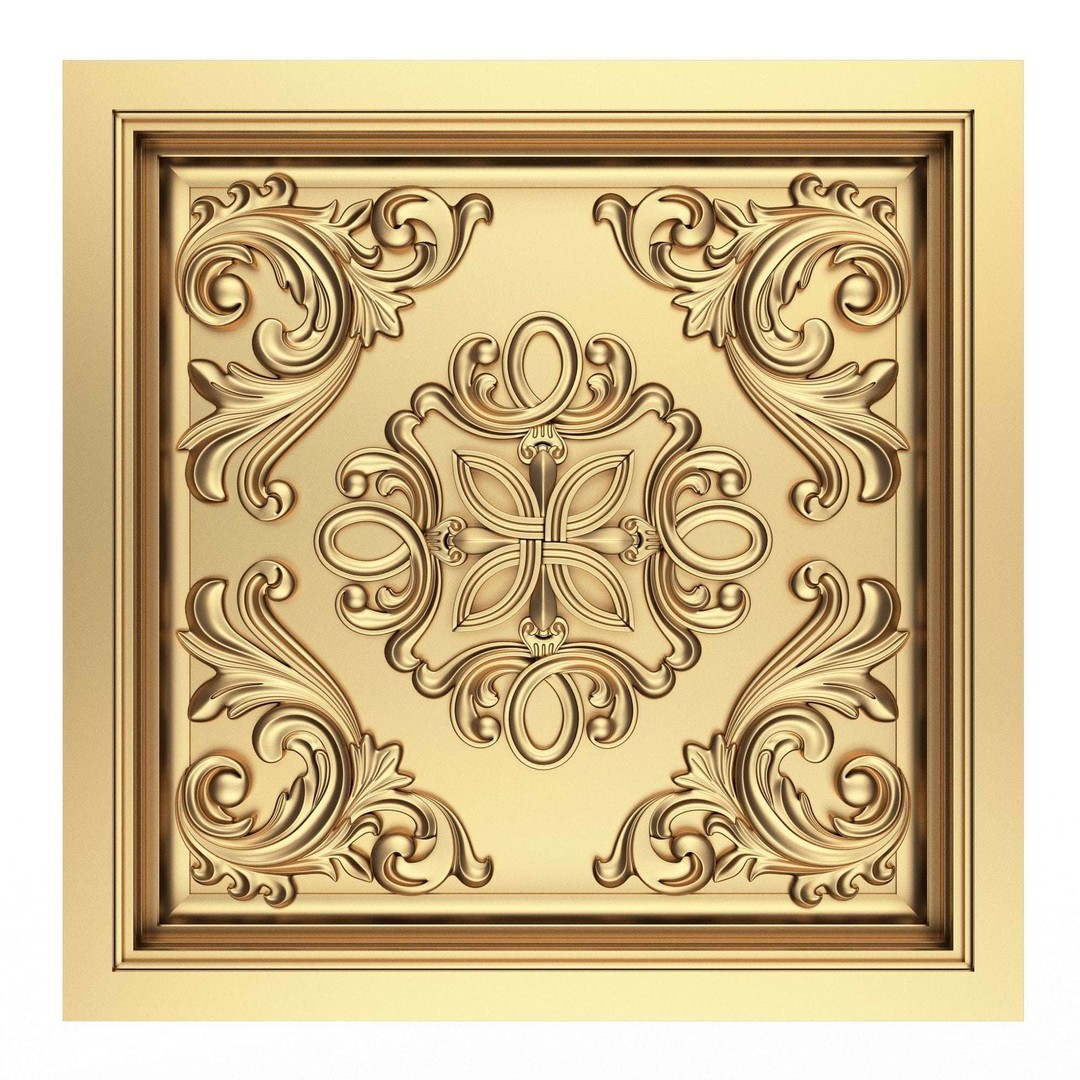 Ceiling Tiles 3D Model – Low Poly Architectural Decoration, OBJ, FBX - View 21