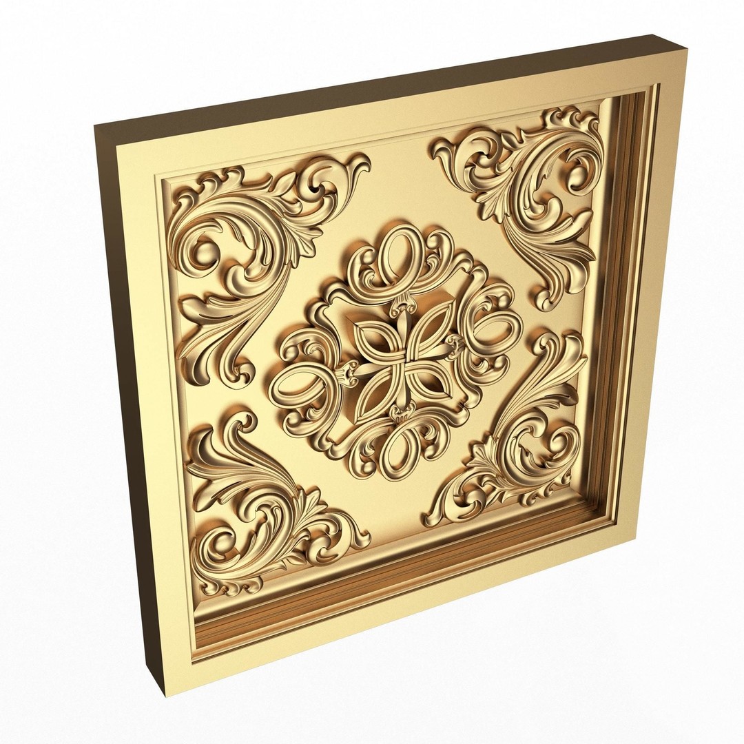 Ceiling Tiles 3D Model – Low Poly Architectural Decoration, OBJ, FBX - View 22