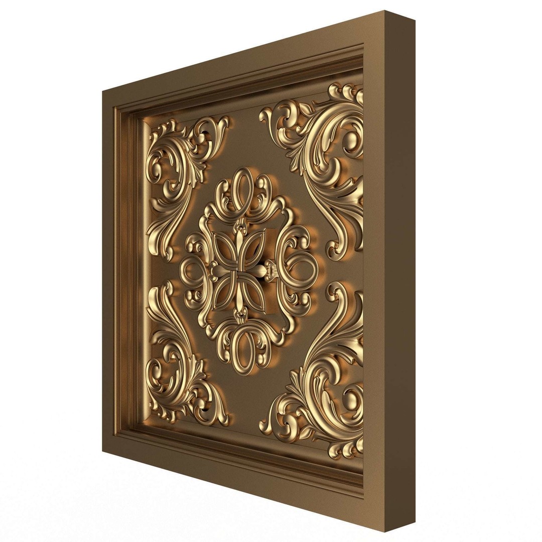 Ceiling Tiles 3D Model – Low Poly Architectural Decoration, OBJ, FBX - View 23