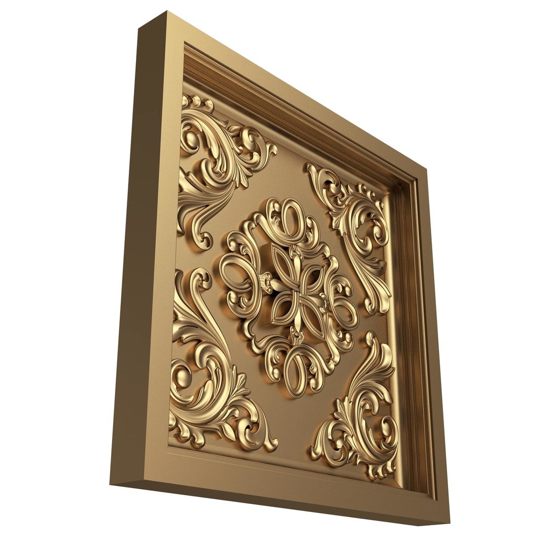 Ceiling Tiles 3D Model – Low Poly Architectural Decoration, OBJ, FBX - View 24