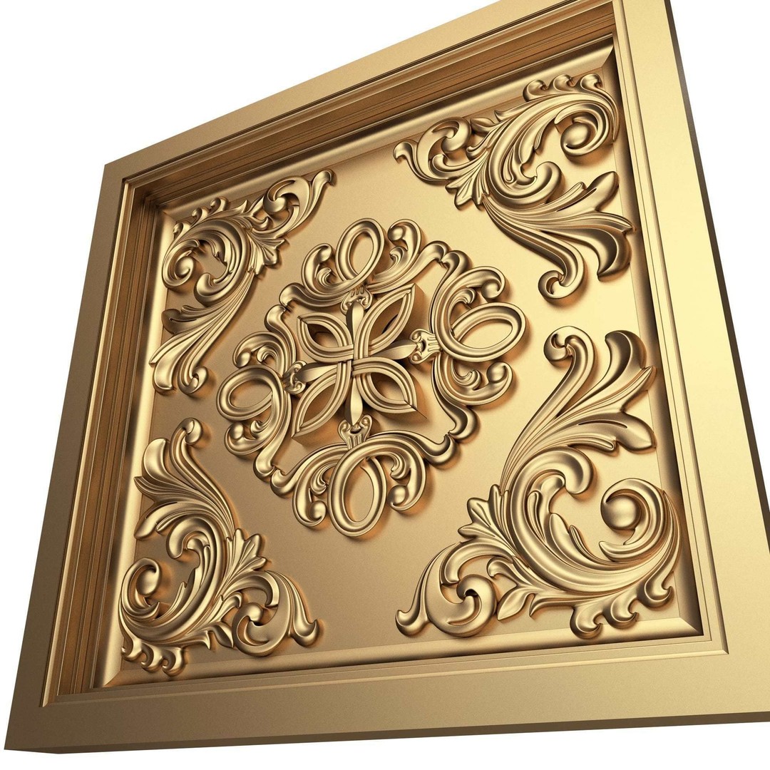 Ceiling Tiles 3D Model – Low Poly Architectural Decoration, OBJ, FBX - View 25