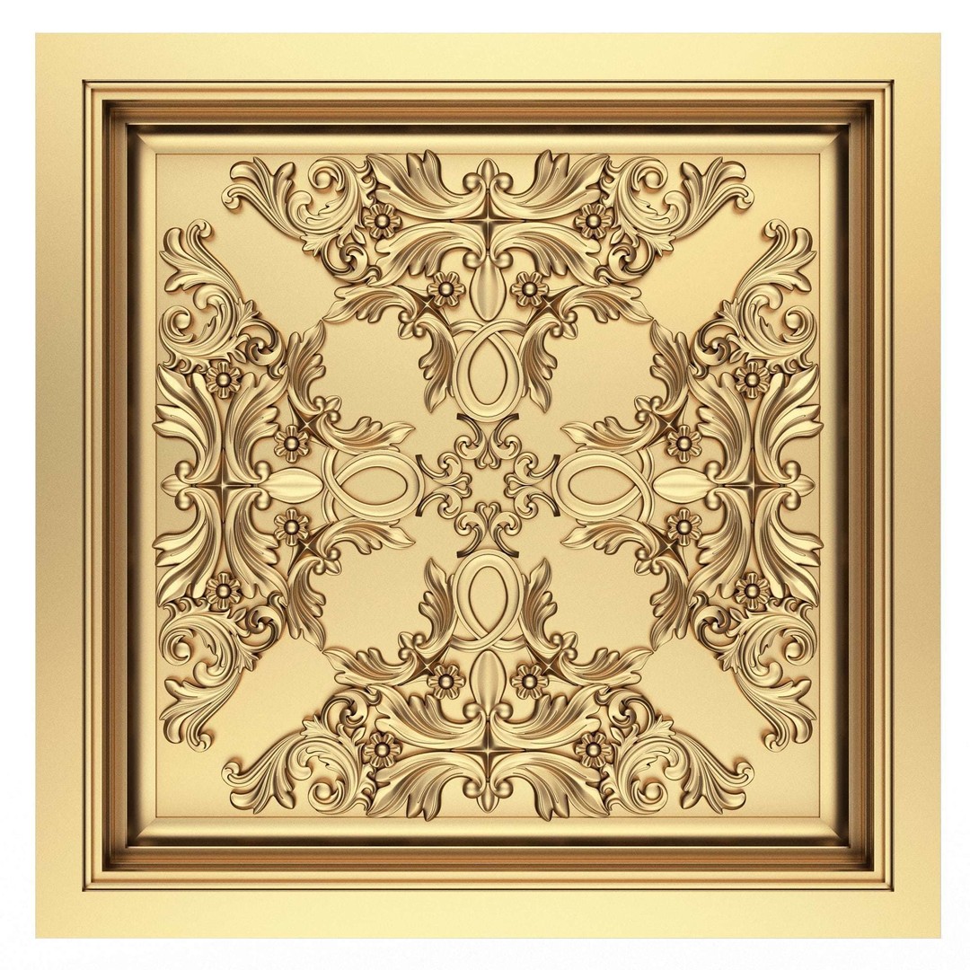 Ceiling Tiles 3D Model – Low Poly Architectural Decoration, OBJ, FBX - View 27
