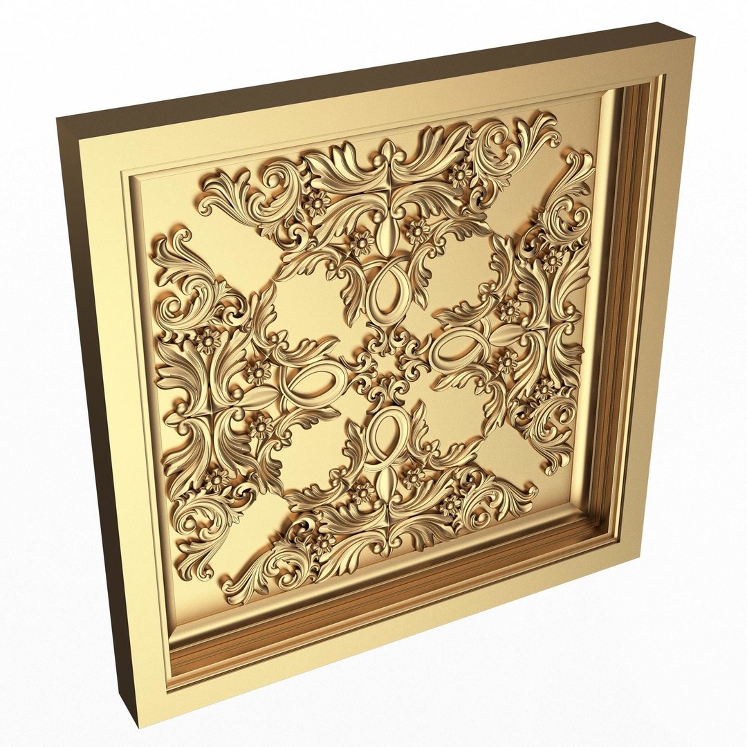 Ceiling Tiles 3D Model – Low Poly Architectural Decoration, OBJ, FBX - View 28