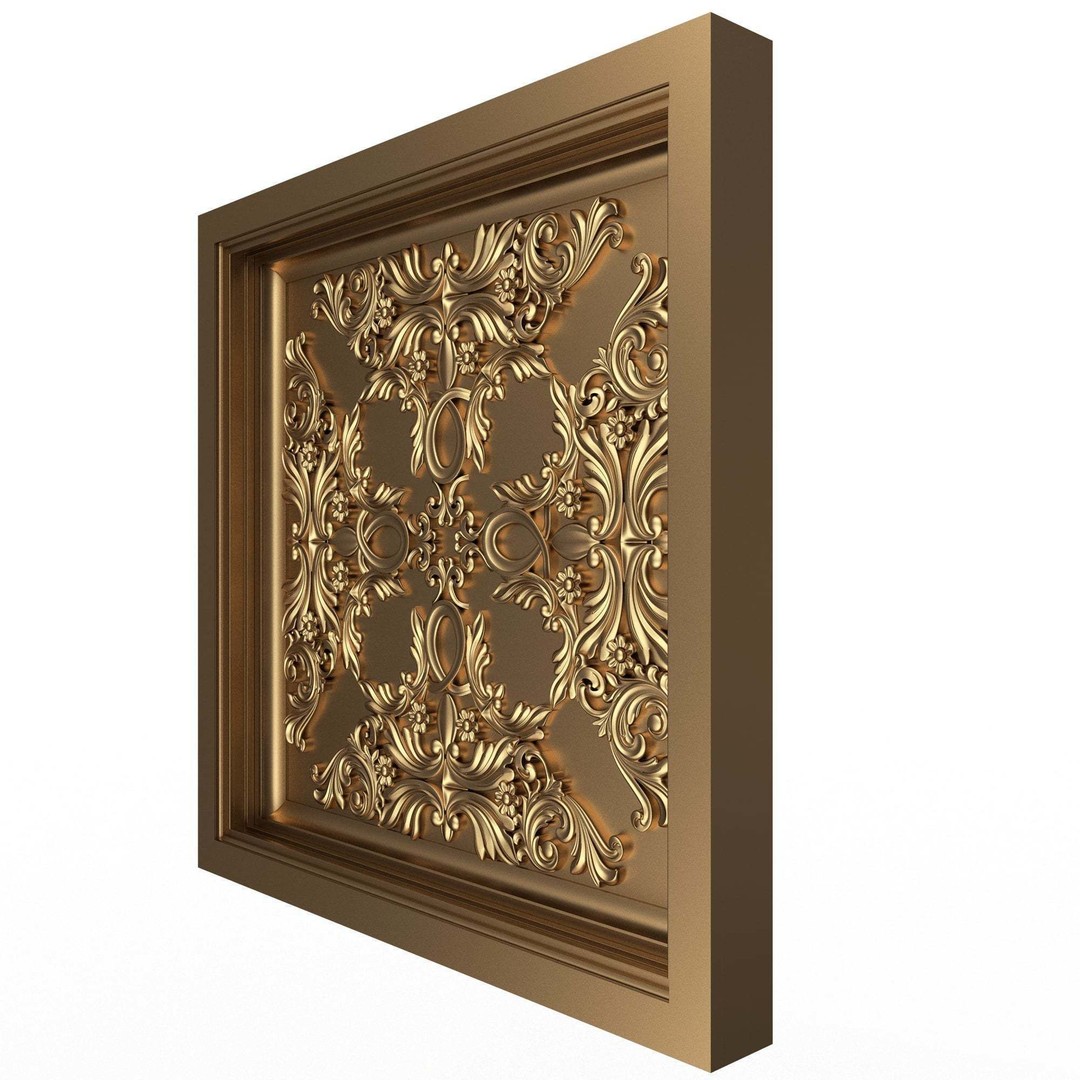 Ceiling Tiles 3D Model – Low Poly Architectural Decoration, OBJ, FBX - View 29