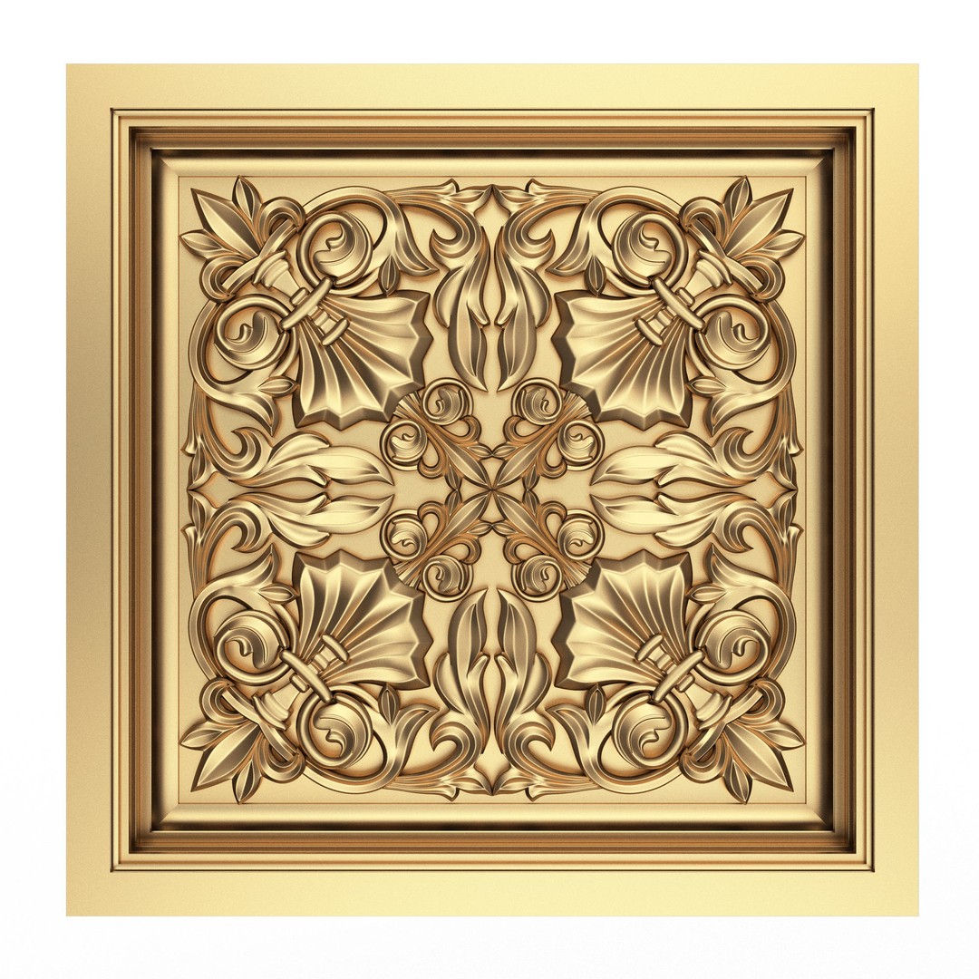 Ceiling Tiles 3D Model – Low Poly Architectural Decoration, OBJ, FBX - View 3