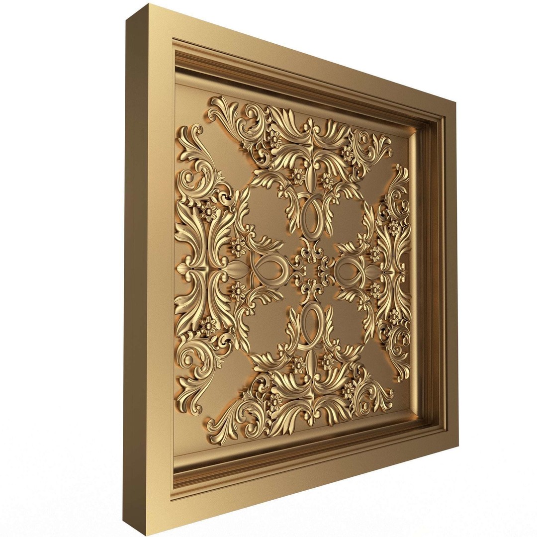 Ceiling Tiles 3D Model – Low Poly Architectural Decoration, OBJ, FBX - View 30