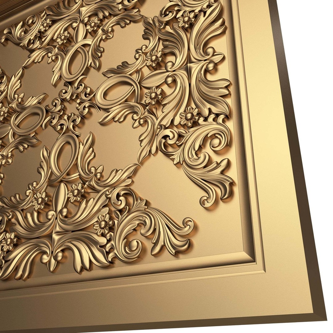 Ceiling Tiles 3D Model – Low Poly Architectural Decoration, OBJ, FBX - View 31
