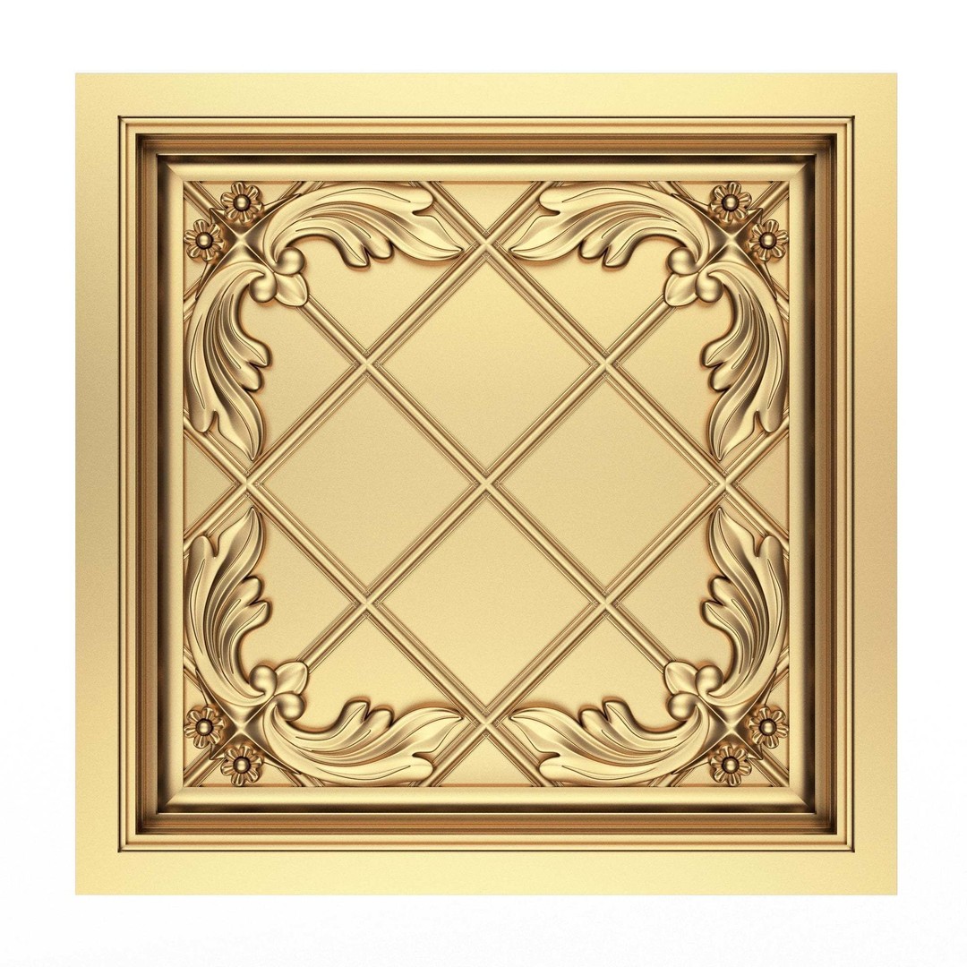 Ceiling Tiles 3D Model – Low Poly Architectural Decoration, OBJ, FBX - View 33