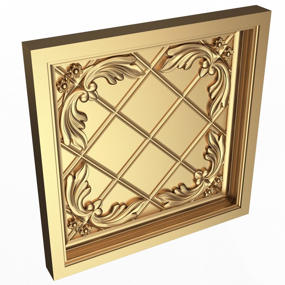 Ceiling Tiles 3D Model – Low Poly Architectural Decoration, OBJ, FBX - View 34