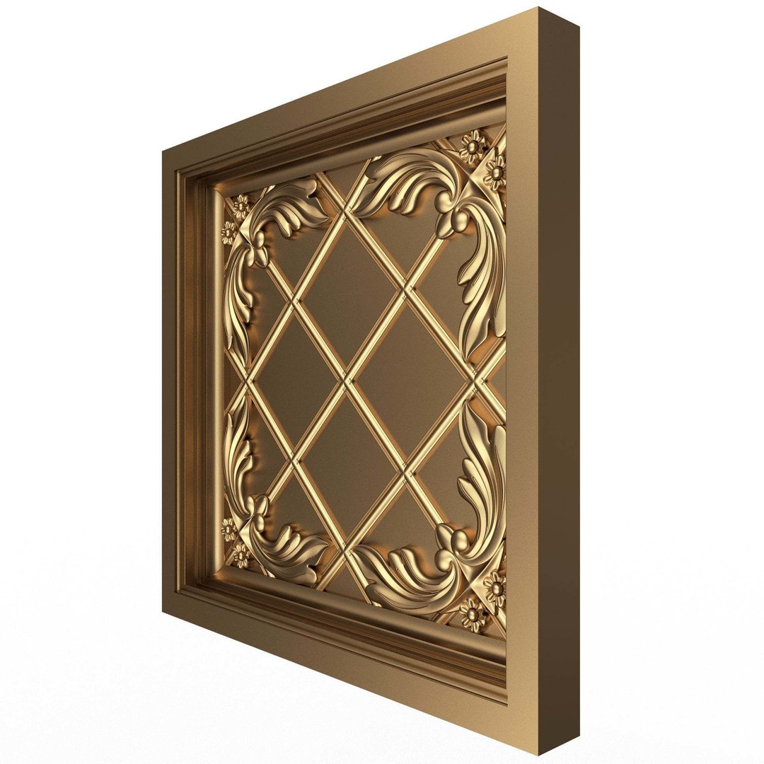 Ceiling Tiles 3D Model – Low Poly Architectural Decoration, OBJ, FBX - View 35
