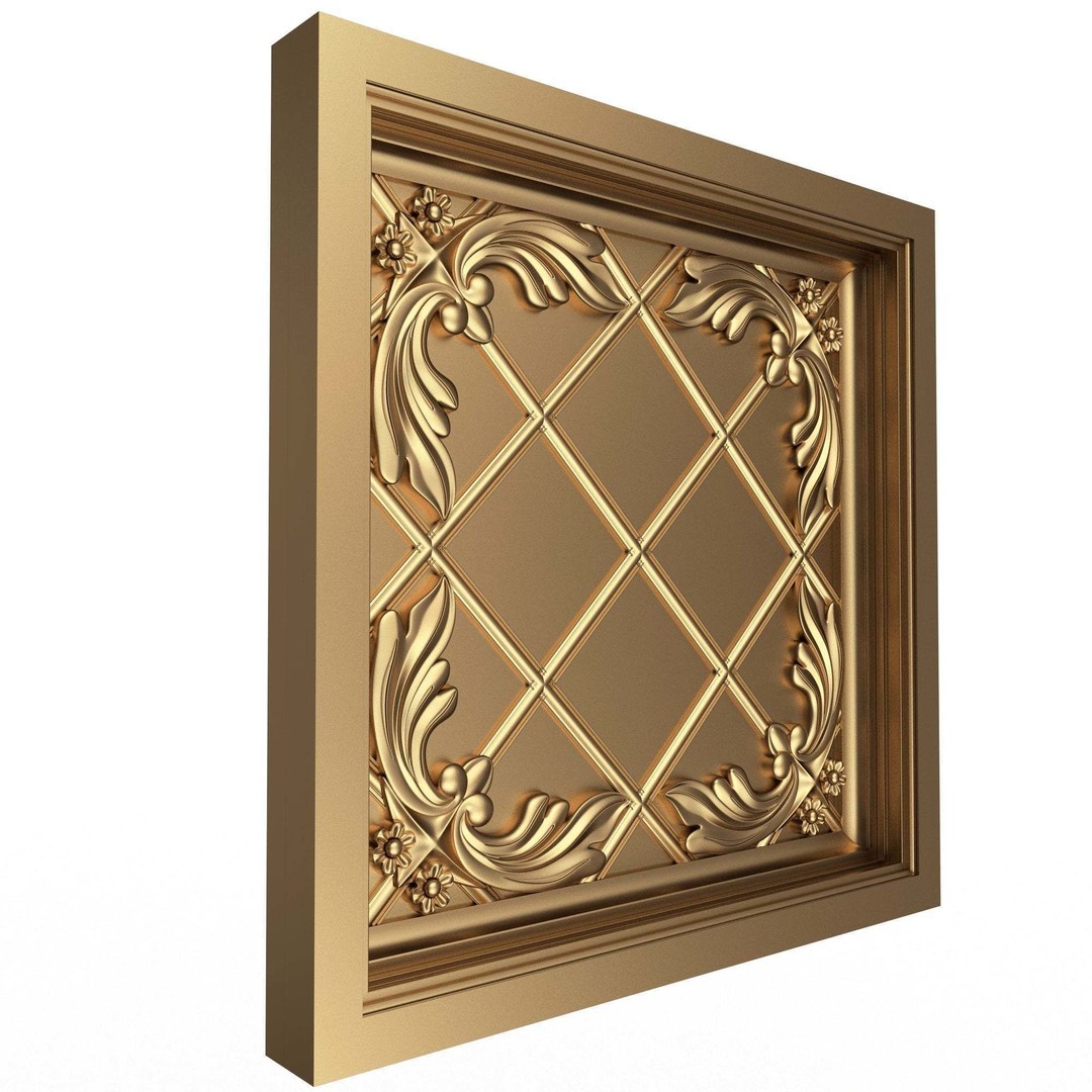 Ceiling Tiles 3D Model – Low Poly Architectural Decoration, OBJ, FBX - View 36