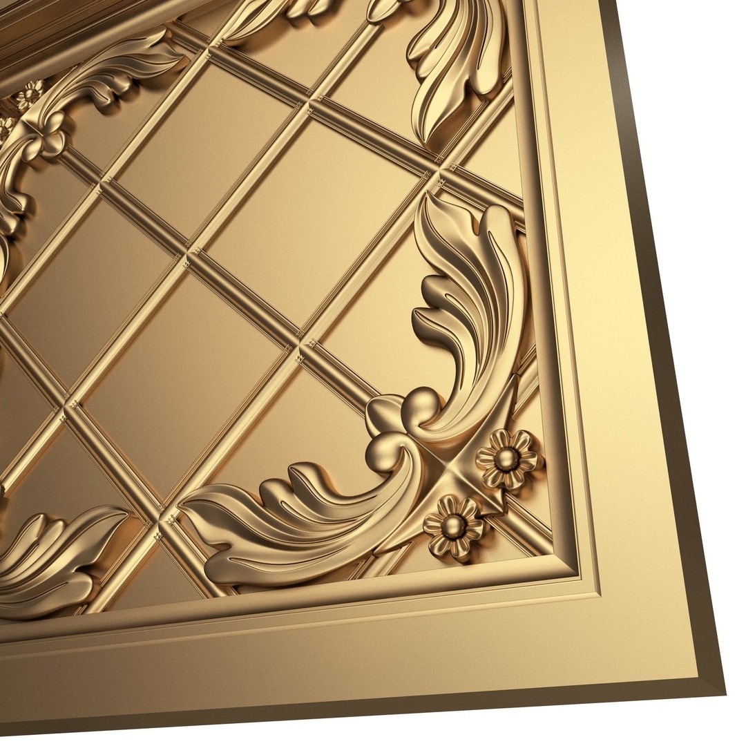 Ceiling Tiles 3D Model – Low Poly Architectural Decoration, OBJ, FBX - View 37