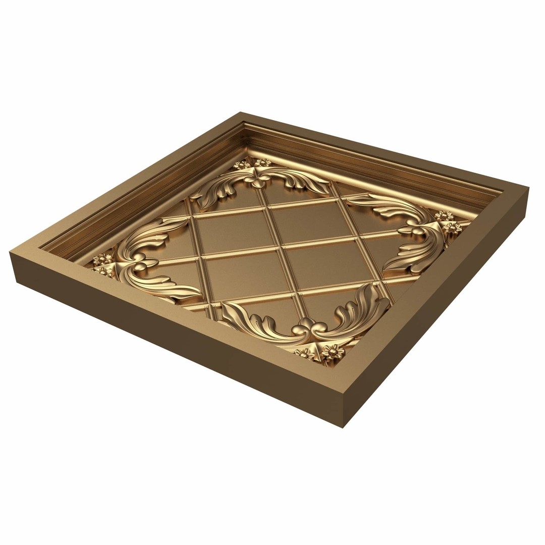 Ceiling Tiles 3D Model – Low Poly Architectural Decoration, OBJ, FBX - View 38