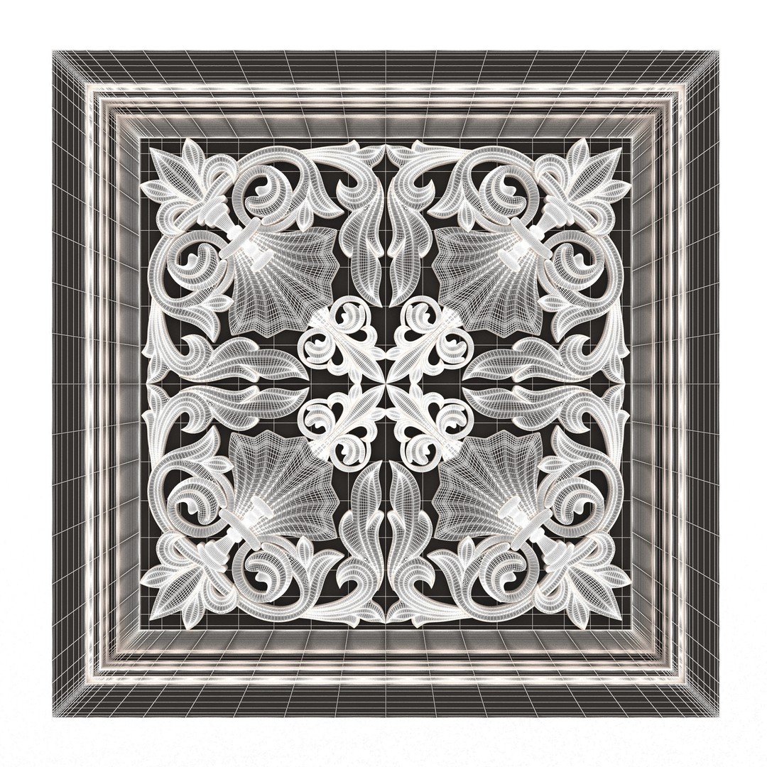 Ceiling Tiles 3D Model – Low Poly Architectural Decoration, OBJ, FBX - View 39