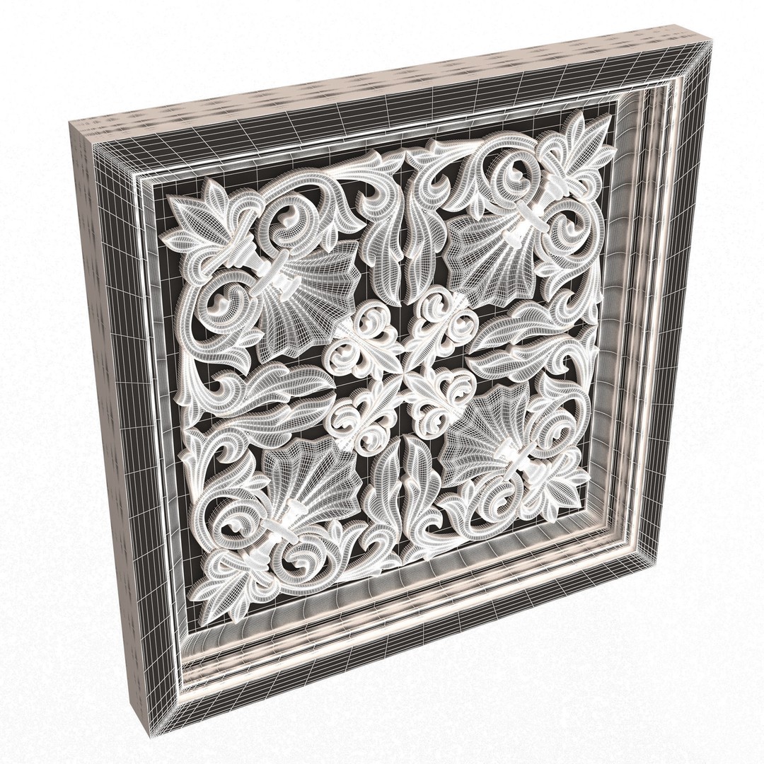 Ceiling Tiles 3D Model – Low Poly Architectural Decoration, OBJ, FBX - View 40