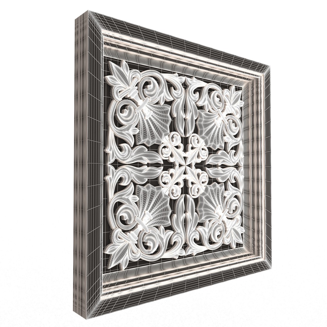 Ceiling Tiles 3D Model – Low Poly Architectural Decoration, OBJ, FBX - View 42