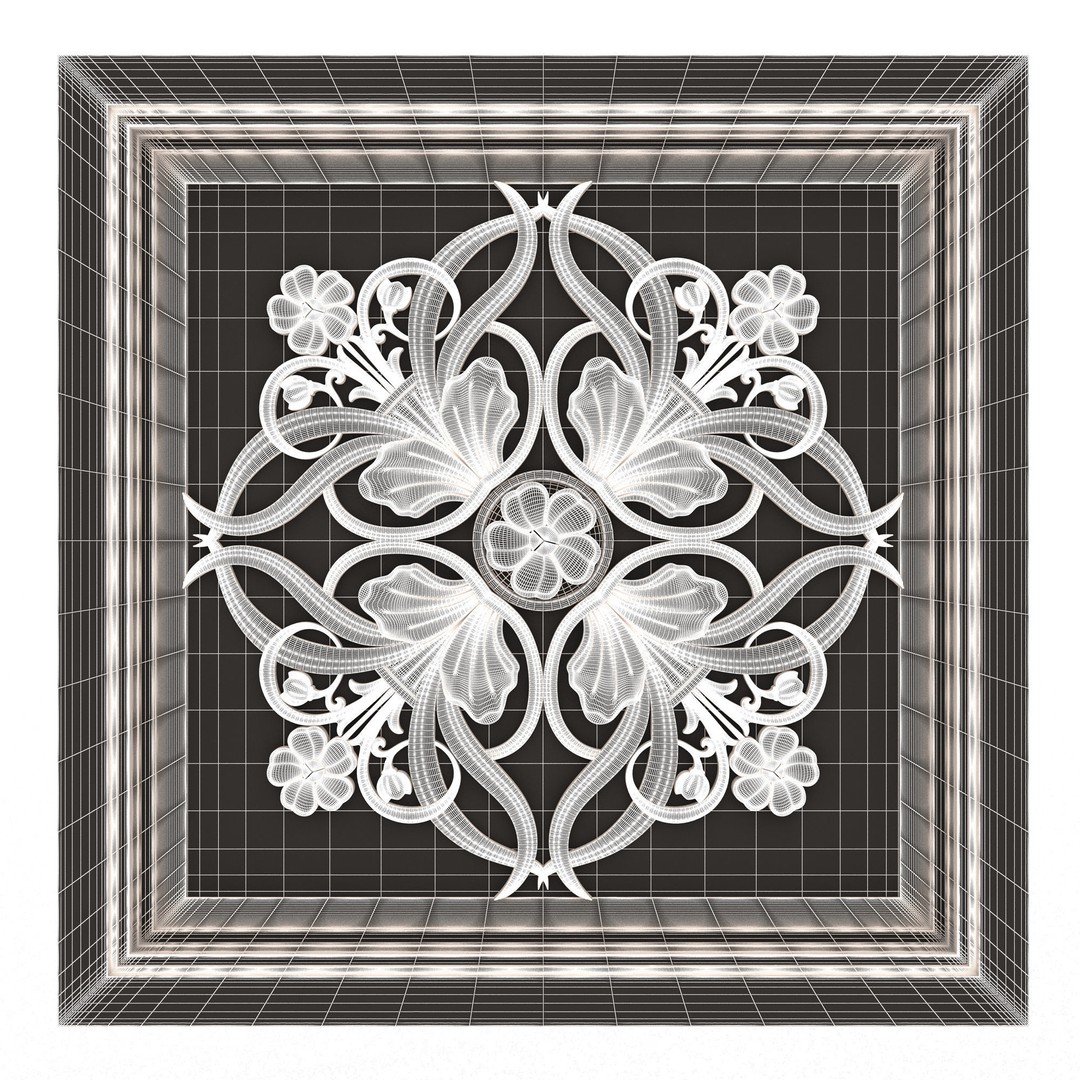 Ceiling Tiles 3D Model – Low Poly Architectural Decoration, OBJ, FBX - View 45